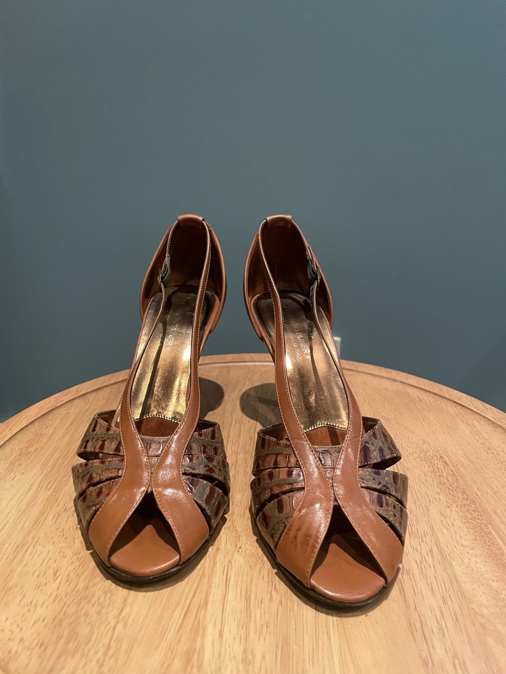 Couture Donald J. Pliner Croc-Embossed Leather Heels - Picture 2 of 6